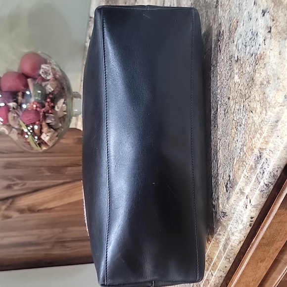 Tory Burch EUC Jaden Dark Gray Wool Flannel & Black Leather Tote Bag - Picture 5 of 7